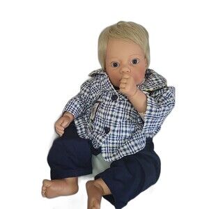 Lee Middleton Baby Doll Boy Thumbsucker vtg 1997 Blonde Blue Eyes 19"